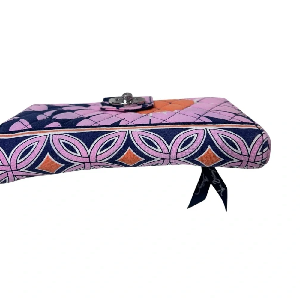 Vera Bradley Flamingo Blue Pink Flora Turnlock Wallet